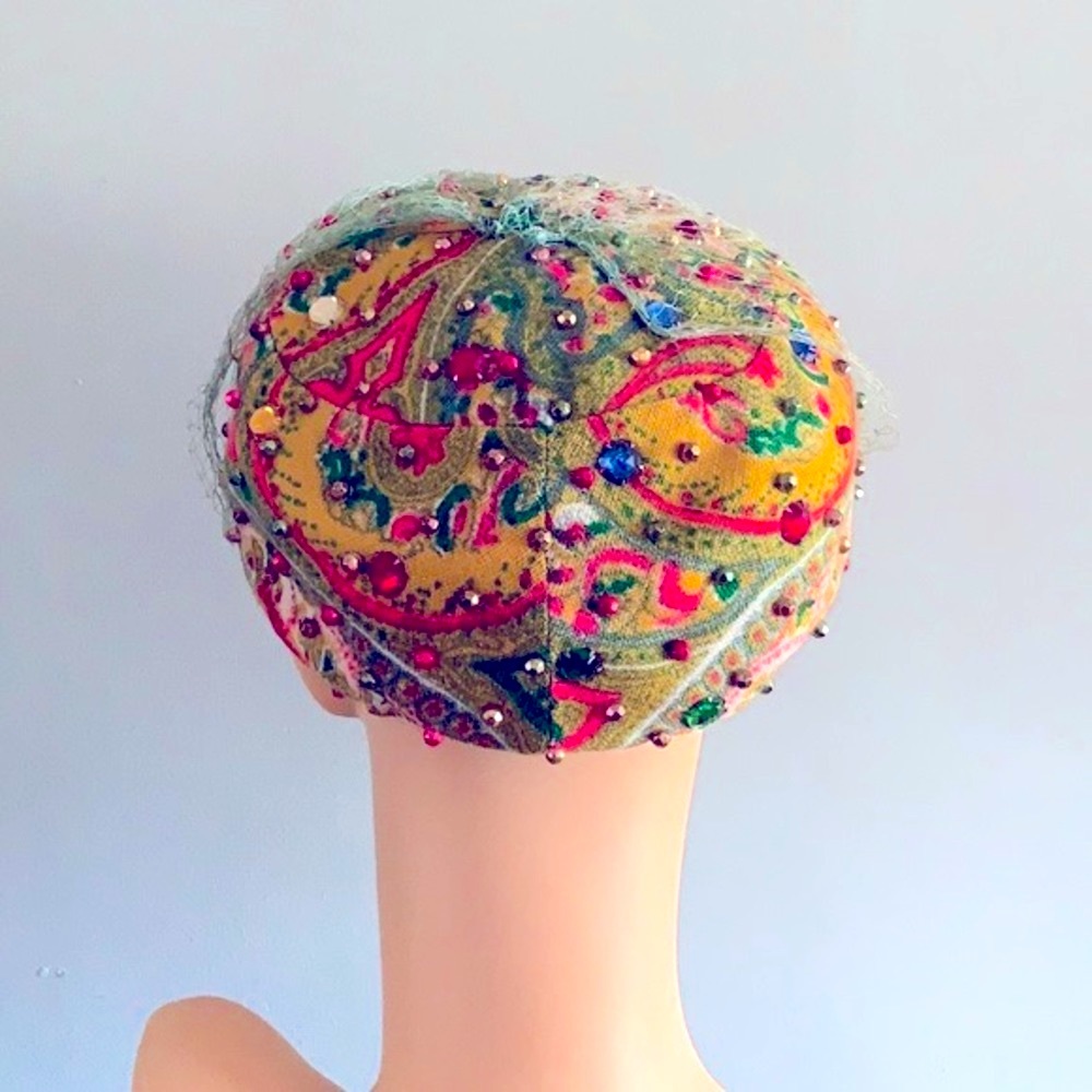 True Vintage Pillbox Wool Gemstones Hat 22 - Picture 6 of 12